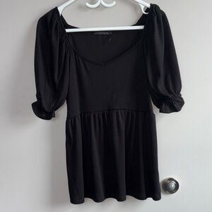 Staccato Black Puff Sleeve Tunic Top